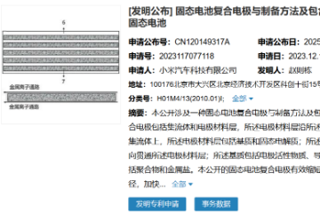 小米汽车公布固态电池相关专利 2030年全球固态电池出货量将超614GWh 小米汽车公布固态电池相关专利 2030年全球固态电池出货量将超614GWh