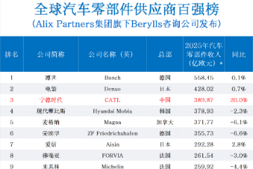 全球汽车零部件供应商百强丨Berylls发布 全球汽车零部件供应商百强丨Berylls发布